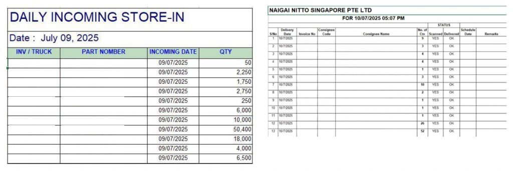 入庫履歴・出庫履歴